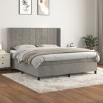 Casa si Gradina - Mobilier - Paturi si accesorii - Paturi - Pat box spring cu saltea, gri deschis, 180x200 cm, catifea - Infinity.ro