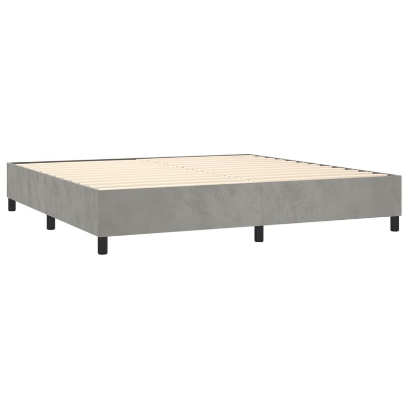 Casa si Gradina - Mobilier - Paturi si accesorii - Paturi - Pat box spring cu saltea, gri deschis, 180x200 cm, catifea - Infinity.ro