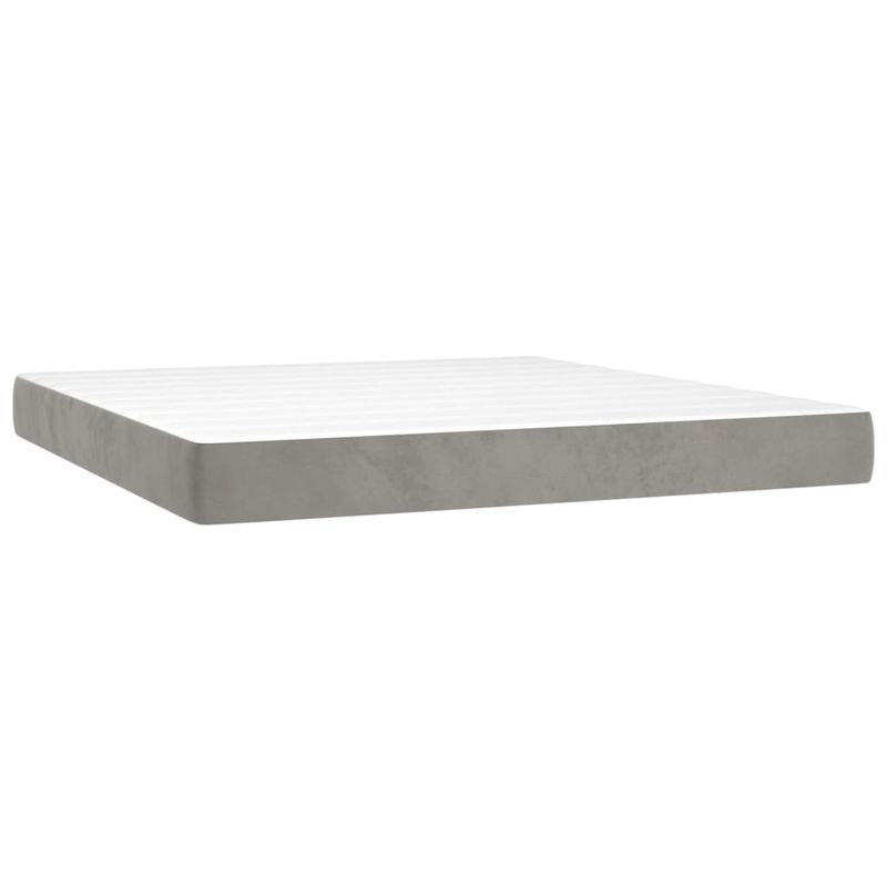 Casa si Gradina - Mobilier - Paturi si accesorii - Paturi - Pat box spring cu saltea, gri deschis, 180x200 cm, catifea - Infinity.ro