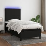 Casa si Gradina - Mobilier - Paturi si accesorii - Paturi - Pat cu arcuri, saltea si LED, negru, 90x190 cm, textil - Infinity.ro