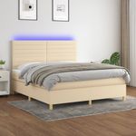 Casa si Gradina - Mobilier - Paturi si accesorii - Paturi - Pat cu arcuri, saltea si LED, crem, 160x200 cm, textil - Infinity.ro