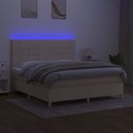 Casa si Gradina - Mobilier - Paturi si accesorii - Paturi - Pat cu arcuri, saltea si LED, crem, 160x200 cm, textil - Infinity.ro