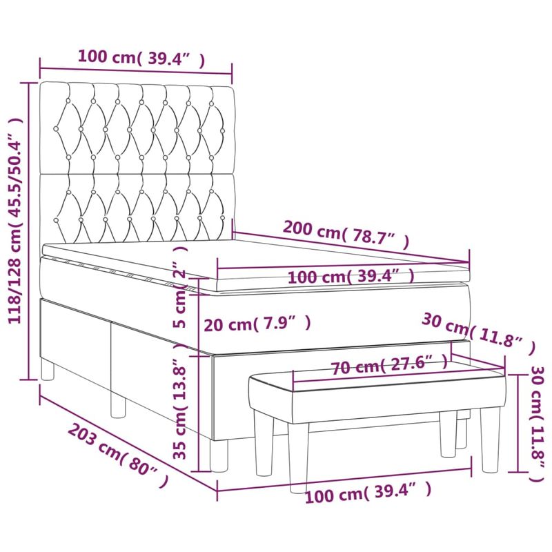 Casa si Gradina - Mobilier - Paturi si accesorii - Paturi - Pat box spring cu saltea, negru, 100x200 cm, textil - Infinity.ro