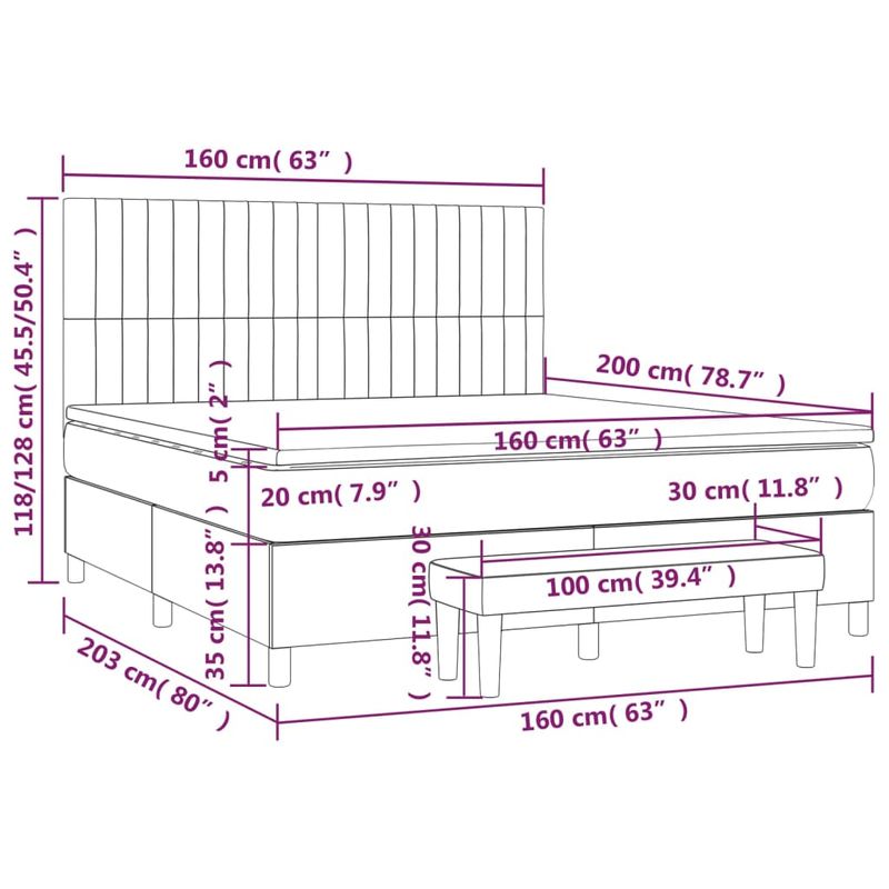 Casa si Gradina - Mobilier - Paturi si accesorii - Paturi - Pat box spring cu saltea, albastru inchis, 160x200 cm, catifea - Infinity.ro