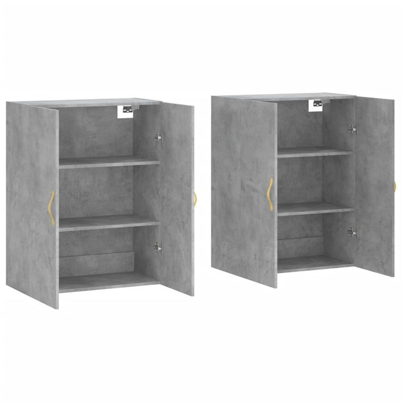 Casa si Gradina - Mobilier - Comode si corpuri - Comode - Dulap cu montaj pe perete, 2 buc, gri beton, 69,5x34x90 cm, model auriu model frunză - Infinity.ro