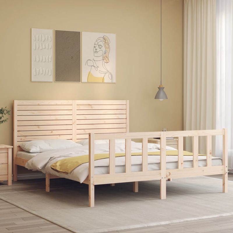 Casa si Gradina - Mobilier - Paturi si accesorii - Paturi - Cadru de pat cu tablie, king size, lemn masiv - Infinity.ro