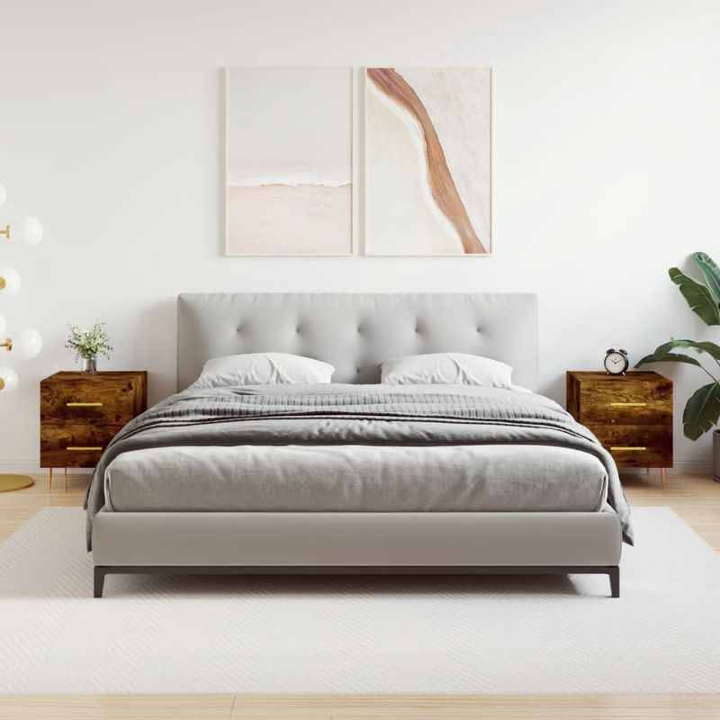 Casa si Gradina - Mobilier - Comode si corpuri - Noptiere - Noptiere, 2 buc., stejar fumuriu, 40x35x47,5 cm, lemn compozit - Infinity.ro