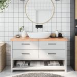 Casa si Gradina - Mobilier - Mobilier baie - Blaturi baie - Blat de baie, maro deschis, 140x50x(2-6) cm, lemn masiv tratat - Infinity.ro