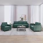 Casa si Gradina - Mobilier - Seturi de mobilier - Seturi living - Set de canapele, 3 piese, verde inchis, catifea - Infinity.ro
