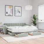 Casa si Gradina - Mobilier - Paturi si accesorii - Paturi - Pat de zi cu extensie si sertare, gri deschis 80x200 cm catifea - Infinity.ro