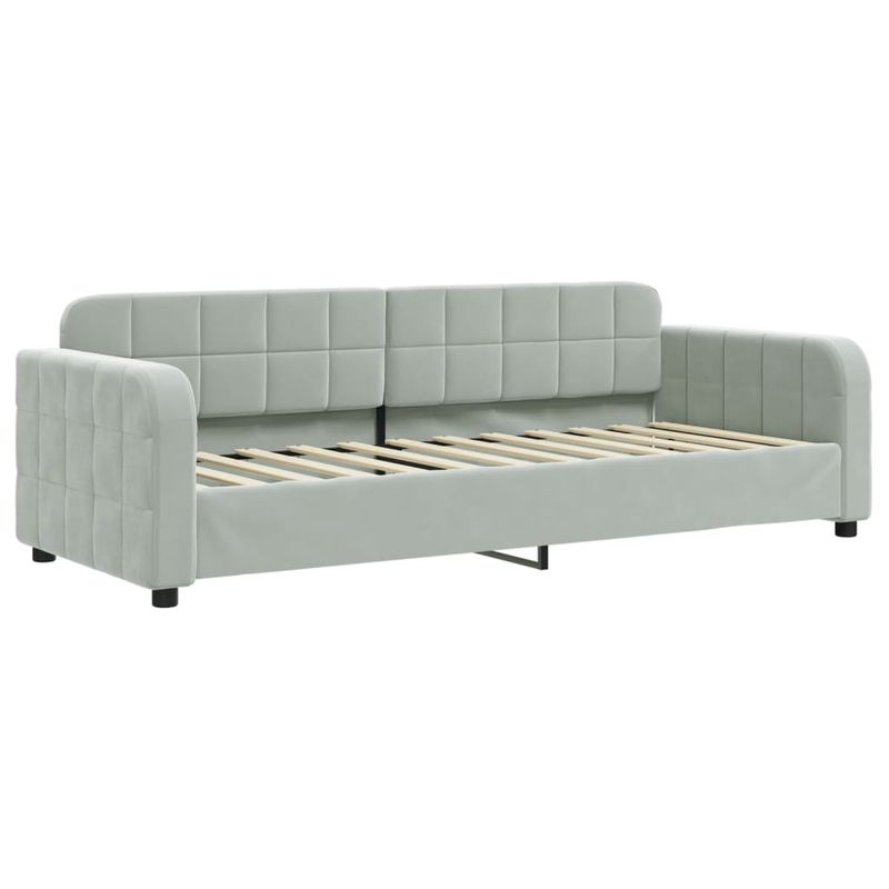 Casa si Gradina - Mobilier - Paturi si accesorii - Paturi - Pat de zi cu extensie si sertare, gri deschis 80x200 cm catifea - Infinity.ro
