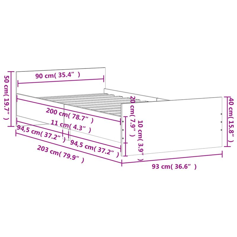 Casa si Gradina - Mobilier - Paturi si accesorii - Paturi - Cadru de pat, stejar sonoma, 90x200 cm, lemn prelucrat - Infinity.ro
