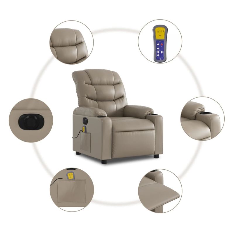 Ingrijire personala si Cosmetice - Sanatate si wellness - Articole wellness - Fotolii de masaj - Fotoliu electric masaj rabatabil, cappuccino, piele ecologica - Infinity.ro
