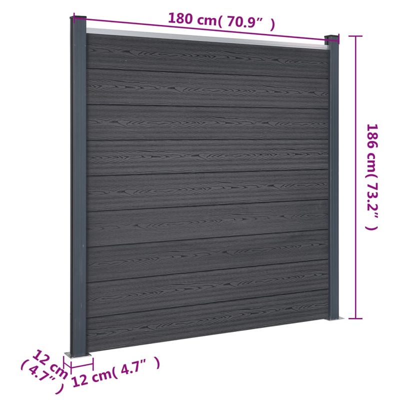 Casa si Gradina - Gradina si terasa - Garduri, panouri si accesorii - Set panouri pentru gard, gri, 180x186 cm, WPC - Infinity.ro
