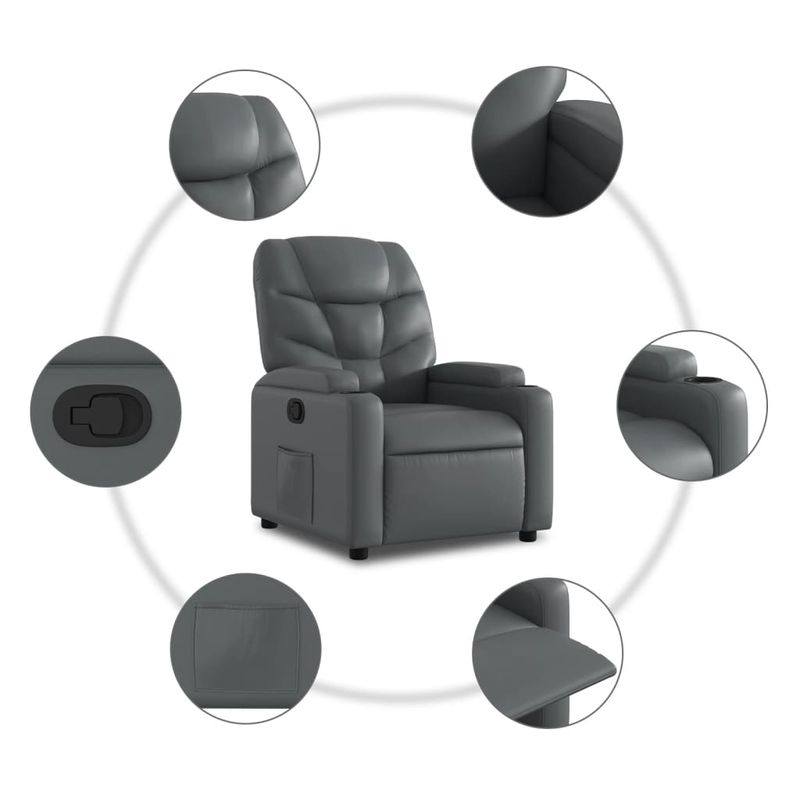 Casa si Gradina - Mobilier - Scaune si fotolii - Fotolii - Fotoliu rabatabil, gri, piele ecologica - Infinity.ro