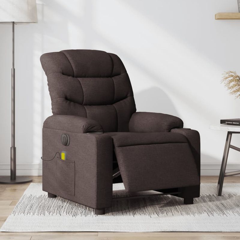 Ingrijire personala si Cosmetice - Sanatate si wellness - Articole wellness - Fotolii de masaj - Fotoliu electric de masaj rabatabil, maro inchis, textil - Infinity.ro