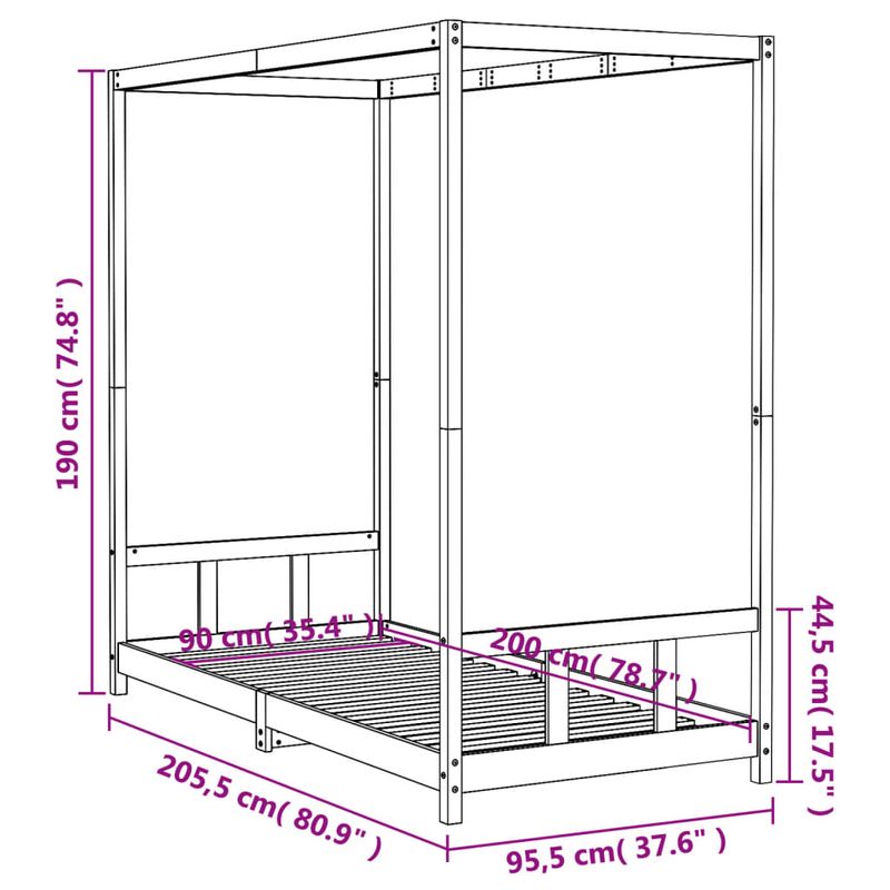 Casa si Gradina - Mobilier - Mobilier copii - Patuturi copii - Cadru de pat pentru copii, alb, 90x200 cm, lemn masiv de pin - Infinity.ro