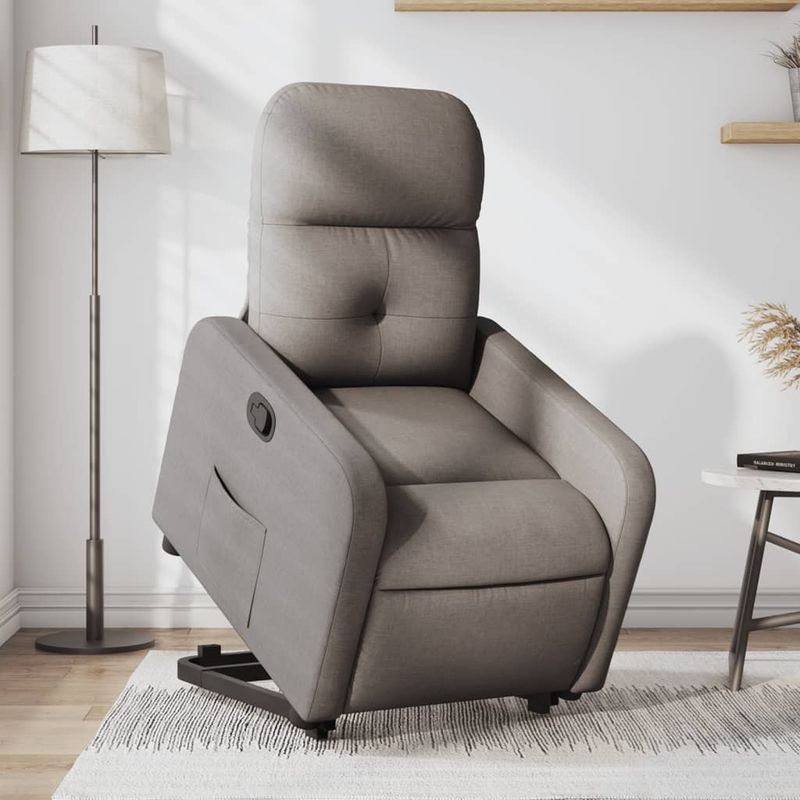 Casa si Gradina - Mobilier - Scaune si fotolii - Fotolii - Fotoliu rabatabil cu ridicare pe verticala, gri taupe, textil - Infinity.ro