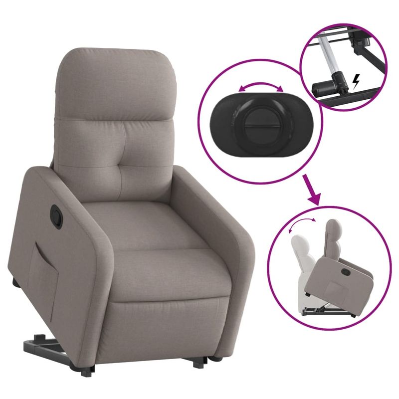 Casa si Gradina - Mobilier - Scaune si fotolii - Fotolii - Fotoliu rabatabil cu ridicare pe verticala, gri taupe, textil - Infinity.ro