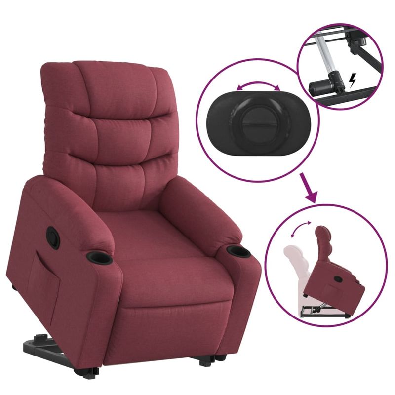 Casa si Gradina - Mobilier - Scaune si fotolii - Fotolii - Fotoliu rabatabil cu ridicare, rosu vin, material textil - Infinity.ro
