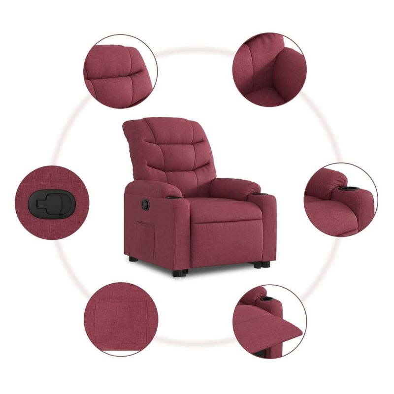 Casa si Gradina - Mobilier - Scaune si fotolii - Fotolii - Fotoliu rabatabil cu ridicare, rosu vin, material textil - Infinity.ro