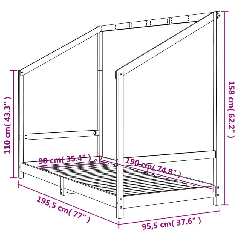 Casa si Gradina - Mobilier - Mobilier copii - Patuturi copii - Cadru de pat pentru copii, alb, 90x190 cm, lemn masiv de pin - Infinity.ro