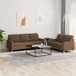 Casa si Gradina - Mobilier - Seturi de mobilier - Seturi living - Set de canapele cu perne, 2 piese, maro, textil - Infinity.ro
