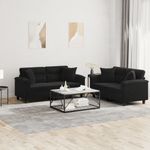 Casa si Gradina - Mobilier - Seturi de mobilier - Seturi living - Set de canapele cu perne, 2 piese, negru, microfibra - Infinity.ro