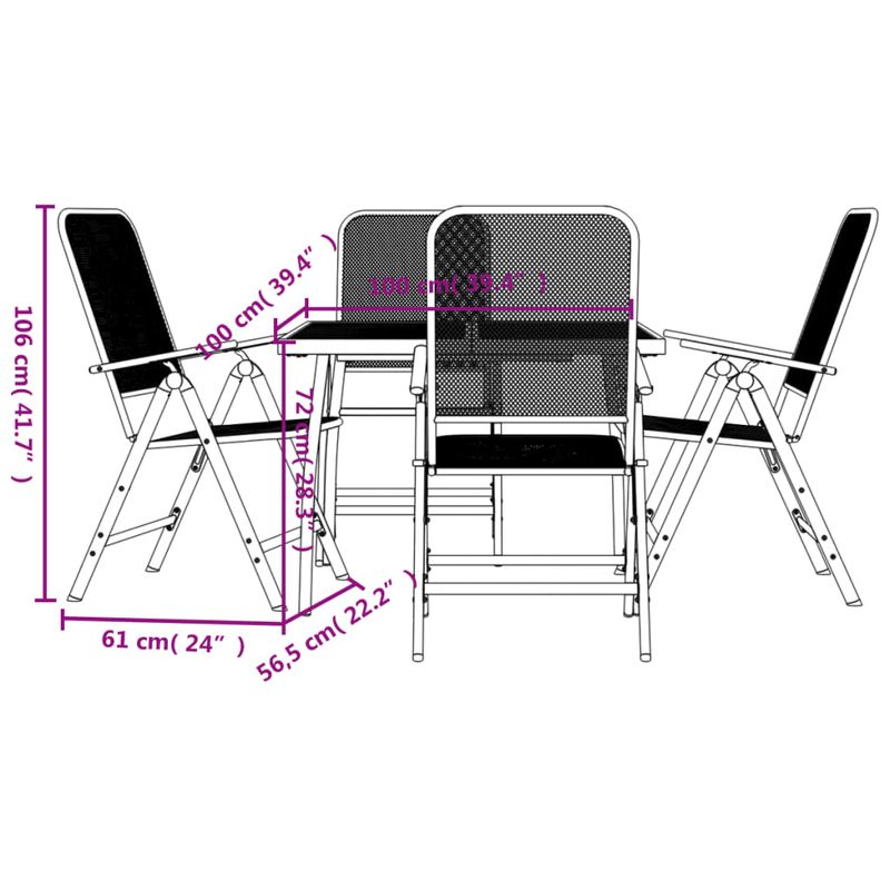 Casa si Gradina - Gradina si terasa - Mobilier exterior - Seturi mobila gradina - Set de masa pentru gradina, 5 piese, plasa metalica antracit - Infinity.ro