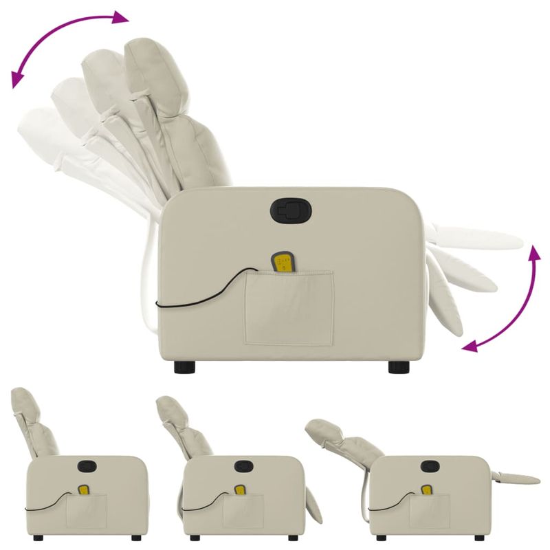 Ingrijire personala si Cosmetice - Sanatate si wellness - Articole wellness - Fotolii de masaj - Fotoliu de masaj rabatabil, crem, piele ecologica - Infinity.ro