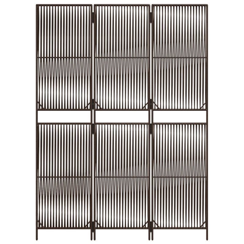 Casa si Gradina - Decoratiuni - Pereti despartitori si paravane - Separator de camera cu 3 panouri, maro, poliratan, model țesătură cu linii, mărime 147x200 cm - Infinity.ro