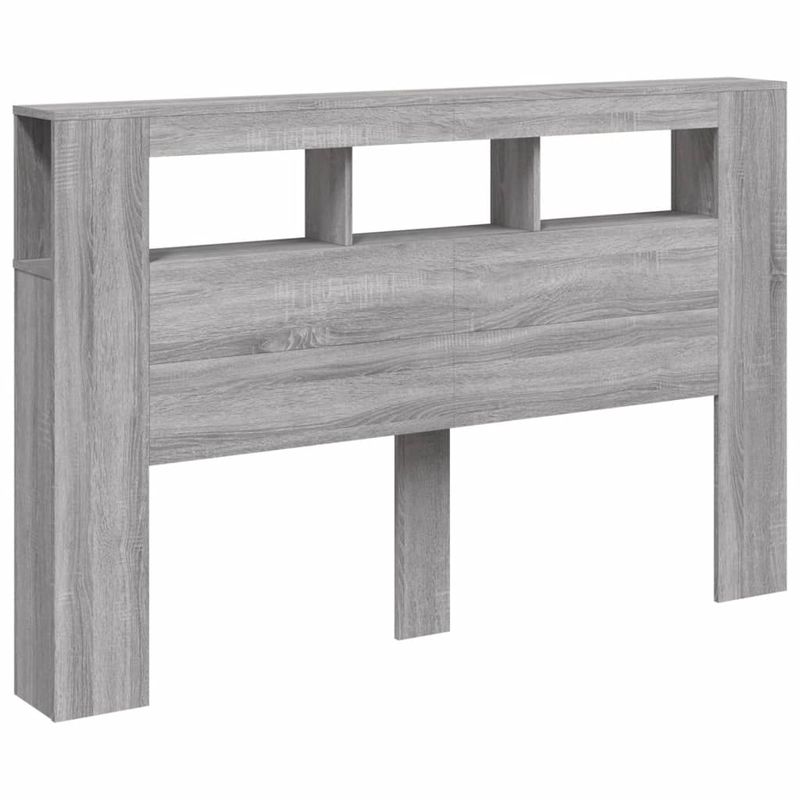 Casa si Gradina - Mobilier - Paturi si accesorii - Accesorii paturi - Tablie de pat cu LED, gri sonoma, 160x18,5x103,5 cm, lemn, mărime 160x103.5 cm - Infinity.ro