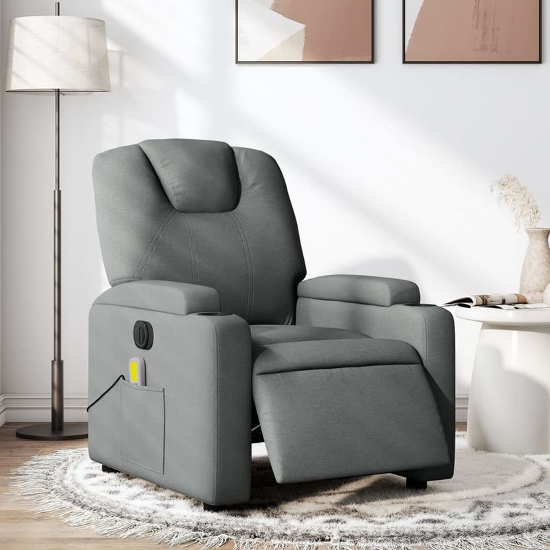 Ingrijire personala si Cosmetice - Sanatate si wellness - Articole wellness - Fotolii de masaj - Fotoliu electric de masaj rabatabil, gri inchis, textil - Infinity.ro