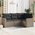 Casa si Gradina - Gradina si terasa - Mobilier exterior - Canapele si fotolii gradina - Set canapea de gradina cu perne, 4 piese, gri, poliratan - Infinity.ro
