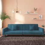 Casa si Gradina - Mobilier - Canapele si coltare - Canapele - Canapea extensibila cu 2 locuri, 2 perne, albastru, catifea - Infinity.ro