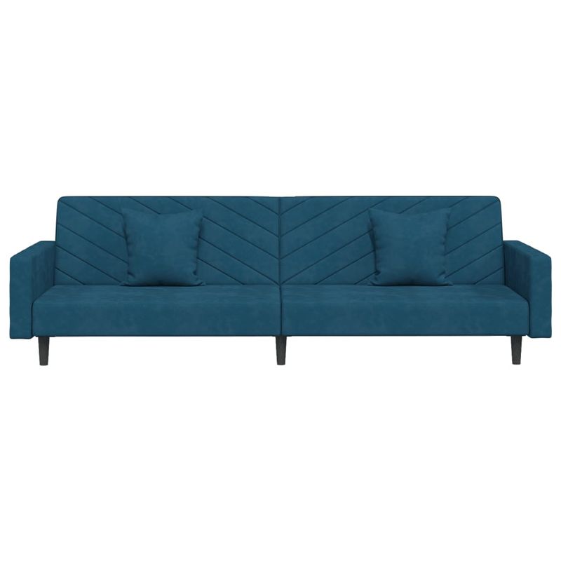Casa si Gradina - Mobilier - Canapele si coltare - Canapele - Canapea extensibila cu 2 locuri, 2 perne, albastru, catifea - Infinity.ro
