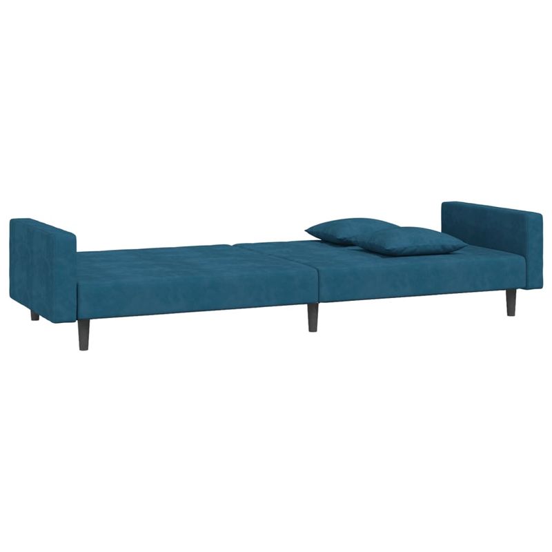 Casa si Gradina - Mobilier - Canapele si coltare - Canapele - Canapea extensibila cu 2 locuri, 2 perne, albastru, catifea - Infinity.ro