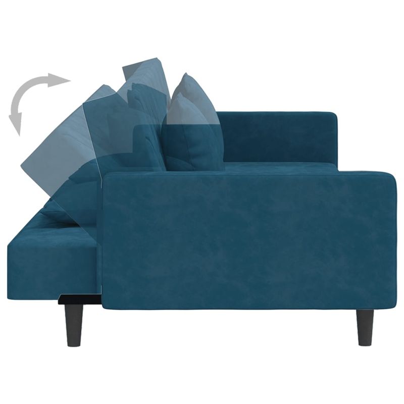 Casa si Gradina - Mobilier - Canapele si coltare - Canapele - Canapea extensibila cu 2 locuri, 2 perne, albastru, catifea - Infinity.ro