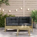 Casa si Gradina - Gradina si terasa - Mobilier exterior - Canapele si fotolii gradina - Canapea coltar de gradina cu perne, 2 buc., lemn pin tratat - Infinity.ro