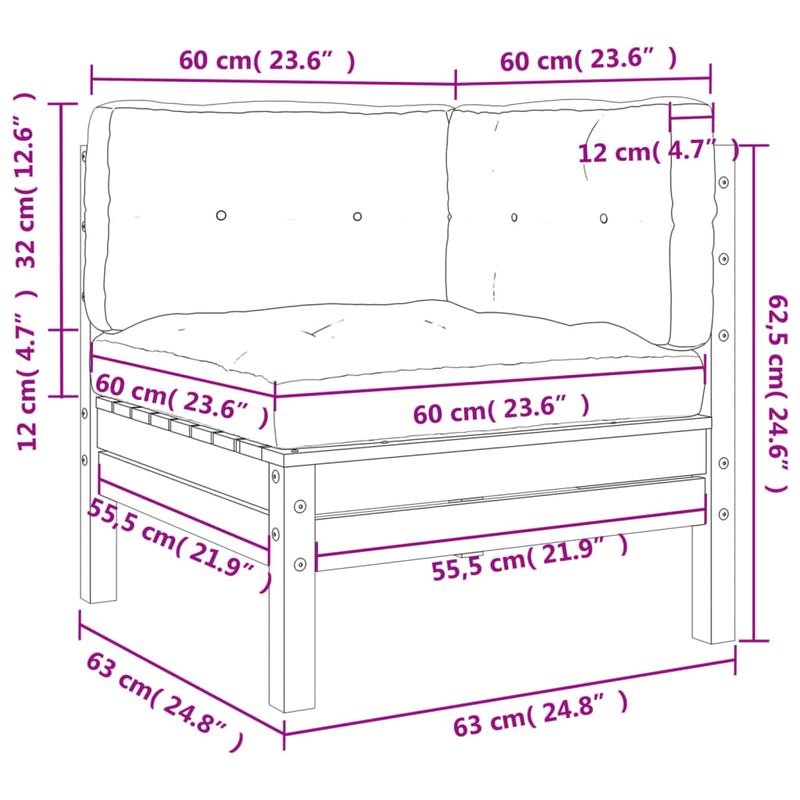 Casa si Gradina - Gradina si terasa - Mobilier exterior - Canapele si fotolii gradina - Canapea coltar de gradina cu perne, 2 buc., lemn pin tratat - Infinity.ro