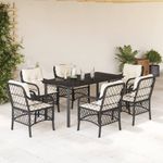 Casa si Gradina - Gradina si terasa - Mobilier exterior - Seturi mobila gradina - Set mobilier de gradina cu perne, 7 piese, negru, poliratan - Infinity.ro