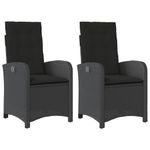 Casa si Gradina - Gradina si terasa - Mobilier exterior - Scaune si sezlonguri gradina - Scaune de gradina rabatabile cu perne, 2 buc., negru, poliratan - Infinity.ro