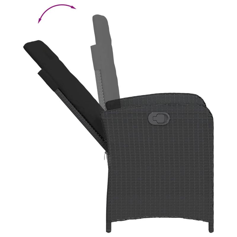 Casa si Gradina - Gradina si terasa - Mobilier exterior - Scaune si sezlonguri gradina - Scaune de gradina rabatabile cu perne, 2 buc., negru, poliratan - Infinity.ro