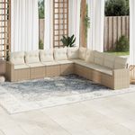 Casa si Gradina - Gradina si terasa - Mobilier exterior - Canapele si fotolii gradina - Set canapele de gradina, 9 piese, cu perne, bej, poliratan - Infinity.ro