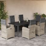 Casa si Gradina - Gradina si terasa - Mobilier exterior - Seturi mobila gradina - Set mobilier de gradina cu perne, 7 piese gri deschis poliratan - Infinity.ro