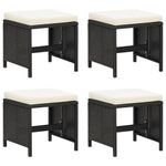 Casa si Gradina - Gradina si terasa - Mobilier exterior - Scaune si sezlonguri gradina - Taburete de gradina cu perne, negru, poliratan - Infinity.ro