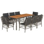 Casa si Gradina - Gradina si terasa - Mobilier exterior - Seturi mobila gradina - Set mobilier gradina cu perne, 9 piese, gri, poliratan - Infinity.ro