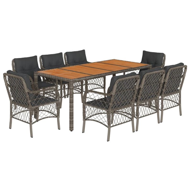 Casa si Gradina - Gradina si terasa - Mobilier exterior - Seturi mobila gradina - Set mobilier gradina cu perne, 9 piese, gri, poliratan - Infinity.ro