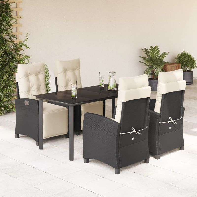 Casa si Gradina - Gradina si terasa - Mobilier exterior - Seturi mobila gradina - Set mobilier de gradina cu perne, 5 piese, negru, poliratan - Infinity.ro