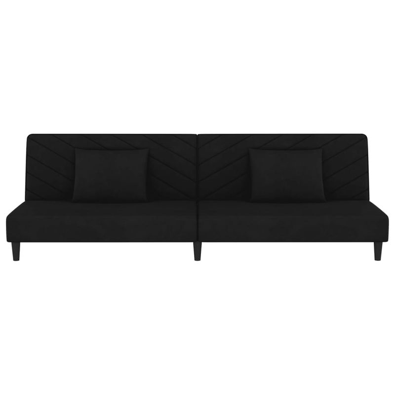Casa si Gradina - Mobilier - Canapele si coltare - Canapele - Canapea extensibila cu 2 locuri, 2 perne, negru, catifea - Infinity.ro